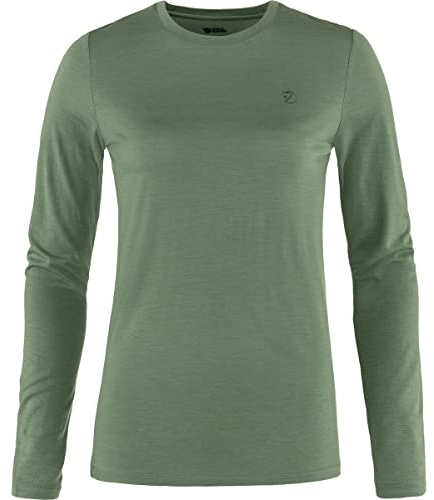 Fjällräven Damen Abisko Wool LS T-Shirt, Patina Green, M