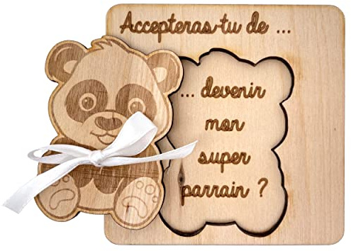 Ernestine - Carte annonce parrain pour grossesse - cadeau naissance original - annonce bébé parrain et marraine originale - idée carte annonce grossesse surprise - carte en bois annonce bébé