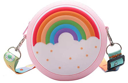 MaoNativey Porte Monnaie Silicone Sac à Main à bandoulière Arc-en-Ciel pour Petites Filles Porte-Monnaie en Silicone de Dessin animé,Nouveauté Cadeaux