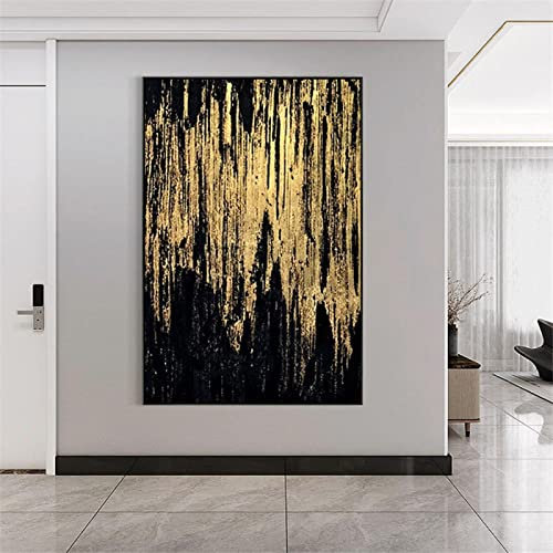 Abstrakte Leinwand Malerei Schwarz Gold Ölgemälde Bild Moderne Wandkunst Wohnkultur Abstrakte Kunst Für Wohnzimmer Dekor 80x120 cm Rahmenlos