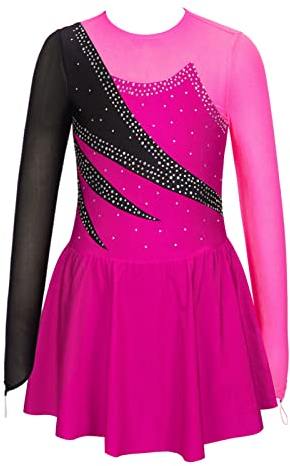 iEFiEL Mädchen Eiskunstlauf Kleid Langarm Glitzer Ballettkleid Swing Kleid Schaukel Tanzkleid Turnanzug Kinder Tanzkostüme Zb Lila 128