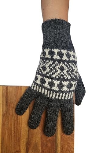 Posh Gear Alpaka Handschuhe Guantofigura Fingerhandschuhe Damen Herren aus 100% Alpakawolle, dunkel grau, Größe M