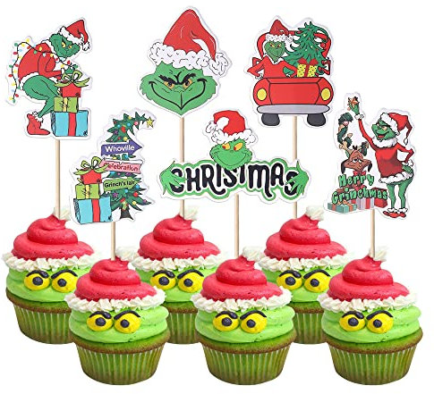 36 Stück Cupcake Toppers Frohe Weihnachten Cupcake Toppers Weihnachtsgeschenke Geburtstag Baby Dusche Weihnachten Party Kuchen Dekorationen Zubehör