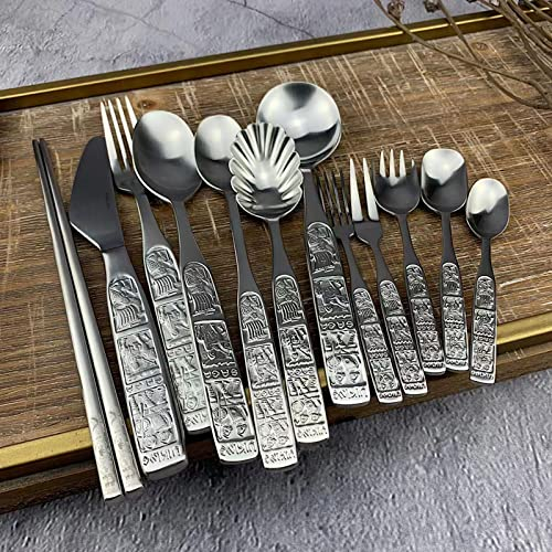 Besteck Set,ESSONIO Besteckset 8 Personen - Geprägte Formgebung Rostfreier Stahl 18/10 Besteck, Spiegelpoliertes Besteckset,Elegantes Tafelbesteck für Home/Wichtige Abendessen(96 Stück)