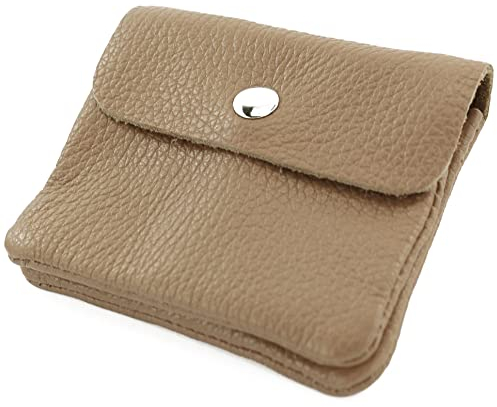 modamoda de P09 Damen Münzgeldbörse Geldbörse Portemonnaie Klein Leder Made in Italy P09, Farbe:Graubeige