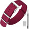 ANNEFIT Nylon Uhrenarmbänder 20mm mit Edelstahl Metall Schließe, Sport Atmungsaktive Ersatzarmband (Rot)