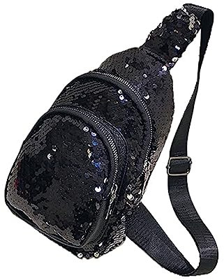 PACKOVE Elegante Und Bequeme Schwarze Glitzer-hüfttasche Stilvolle Brusttasche Für Männer Und Frauen
