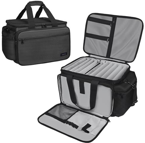HOMFU DJ Cable File Bag Large Capacity DJ Cable Bag with Inner Detachable Divider and Padded DJ Gig Gear Bag Music Bag for Musician Accessories Travels Business Outdoor Grey