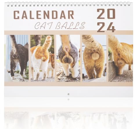 Katzenball-Kalender 2024, Lustiger 12-Monats-Wandkalender Januar-Dezember Humor-Gag-Geschenk für die Beste Freundin Heim-Wandkunst-Dekoration Bürobedarf