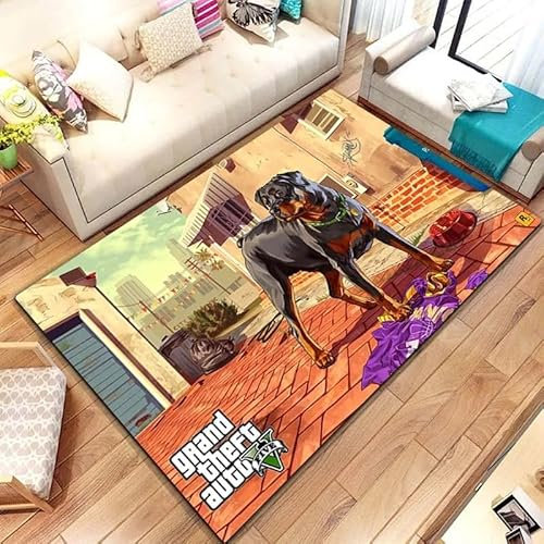 yyxsgdmw Klassischer G.T.A. Game Gamer Area Teppich Teppich Für Zu Hause Wohnzimmer Schlafzimmer Sofa Fußmatte Wohnkultur, Kinder Spielen rutschfeste Bodenmatte A2939 160×200Cm