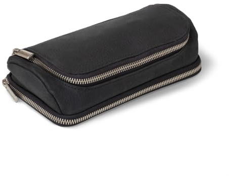Jahn-Tasche Großes Leder Federmäppchen, Sifte-Etui, Federmappe, Federtasche, Mäppchen, Doppeltes Fach, XL aus echtem Büffel-Leder, Modell 020 - Jahn-Lederwaren (Schwarz)