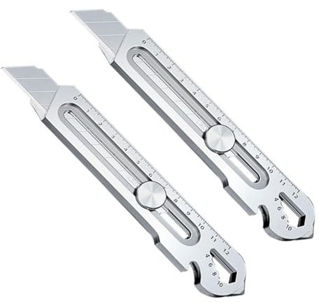 GOSIA Cutter Universel de 18 mm en Acier Inoxydable à Lame Rétractable, 2 Pièces, pour une Utilisation au Bureau, à et à L'École