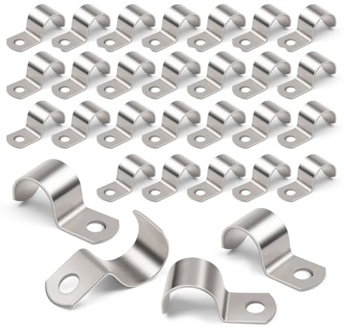 YUUTIAL 30 Stück 10mm Befestigungsschelle-Hochleistungs Einzelloch Kabelschellen Metall,Metallkabelschellen für Rohrdurchmesser