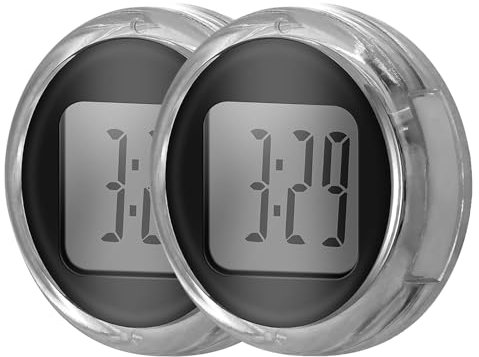 SUNJULY 2 Stück Motorrad Uhr, IP64 Wasserdichte Mini Motorrad Uhr, Paste Stil mit Klare Anzeige Digital Uhr Funktion Zeit für Fahrrad Motorrad und Autos