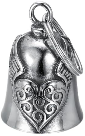 ZKGYUS Clochette moto femme coeur vintage. Porte-Bonheur motard Biker Triker. Livrée avec étui cadeau velours. Guardian bell cloche moto