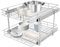 wanwanper Küchenschrank Organizer, 2-Tier-Schrank Ausziehbare Regale, Ausziehbarer Schrank-Organisator aus Hochwertigem Eisen, 44,09 lbs maximale Tragfähigkeit, Silber (19.5 X 21.5in)