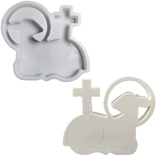 ALEFBET Silikonformen Gießformen, Silikonform Kreuz und Lamm, Silikon Gießform Lamm, Gipsformen zum Gießen, Epoxidharzformen zur Herstellung Christlicher Dekorationen S0701