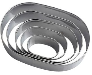 FSSTUD 5 Pcs Oval Cookie Cutter Set Geometric Shaped Cookie Cutters Stainless Steel Fondant Cutters Large Biscuit Cutters Metal Baking Cutter Molds for Pastry Sandwich