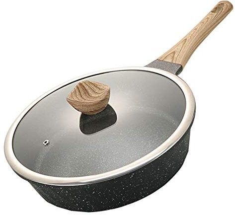 UQACHG Multifunktionale Bratpfanne aus Maifan-Stein, antihaftbeschichtet, ohne Öldämpfe, Wok, Induktionsherd, Backofen, spülmaschinenfest