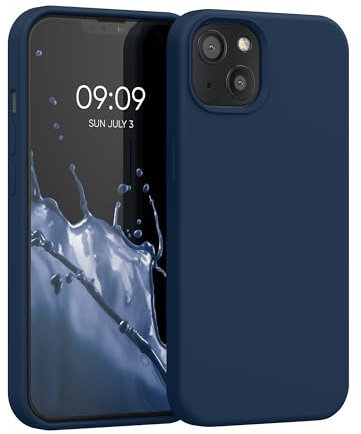 kwmobile Handyhülle für iPhone 13 Hülle, für iPhone 13 Case - Hülle Silikon - kabelloses Laden - Dunkelblau