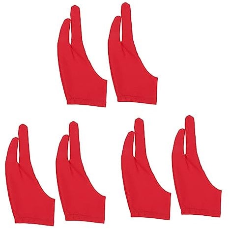 KOMBIUDA 3sets Sketch Gloves Two Finger Painting Glove Size l Red Friction Reduction Anti-Sweat 2pcs*3