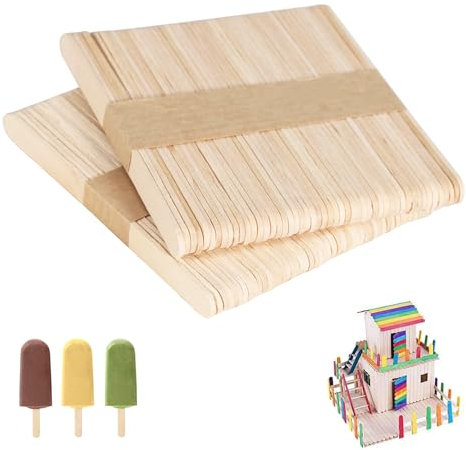 XDLOIFN 100 Stück Eisstiele Holz, Holzstäbchen zum Basteln, DIY Handwerk Eisstiele zum Basteln fur Kinder - 114 mm x 9 mm x 2 mm