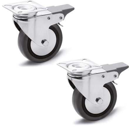 Ganter Normelemente | Apparaterollen, Lenkrollen mit Feststeller | 60mm | 2 Räder | 100kg | Laufbelag Gummi, Radkörper Polypropylen, Gehäuse Stahl | GN 22870-60-G-LF-L-ST