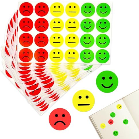 1200 Blatt Smiley Aufkleber,2,5 Cm Smiley Sticker,FröHliche Und Traurige Stallaufkleber,Sticker Smiley KöNnen FüR Anzeigekarten,Anzeigeboxen,Belohnungsaufkleber,Rezensionskarten。