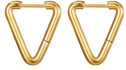Kritz Ohrringe Damen Creolen Gold Quadratisch Rund Rechteckig Oval Dünne - Ohrringe Quadriert Eckige Edelstahl Vergoldet Hypoallergen - Creolen Kleine Schmuck Geschenk für Frauen