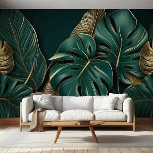Generisch Fototapete Tropische Tapete Dschungel Monstera Blätter für Wohnzimmer Schlafzimmer Wand Deko, Vliestapete Wallpaper Wandtapete, 200 x 150 cm &WP