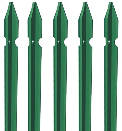 EffeDecor Set 5 Pezzi Paletto Recinzione a T in Acciaio Plastificato Verde per Rete Recinzioni Metalliche 100/125/150/175/200 cm Robusto e Anticorrosione Made in Italy (Verde, H 100 cm)