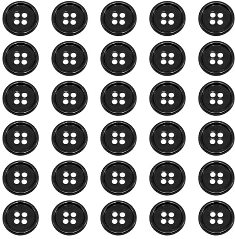 Mormchlots 30Pcs 3/5 Black Metal Sewing Buttons, 15mm 4-Hole Button
