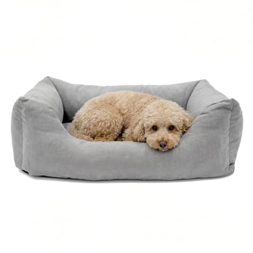 PAW WOW Emma Hundebett | Orthopädisches Hundebett | Hundekörbchen für kleine, mittelgroße und große Hunde (Grau, 85x65cm)