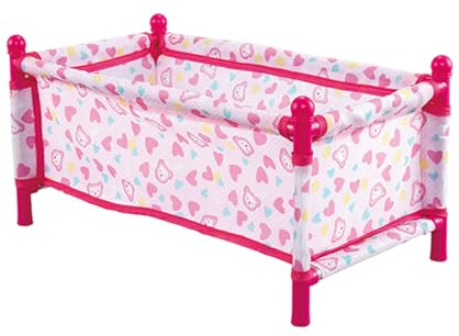 Kinderpuppenwiege – Holzspielbett Mit Autofront 45cm Für Puppen Bis 50cm | Robustes Spielmöbel Mits Schaukel- Und Liegefunktion | Puppenbett – Kinderzimmer Zubehör Rollenspiel