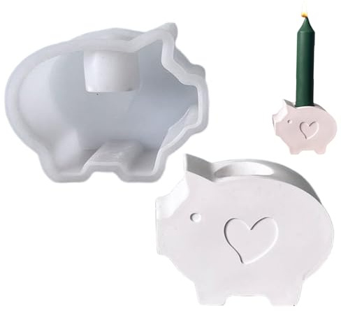 Silikonform Kerzenhalter Tiere, Schwein 3D Silikonformen Gießformen Kerzenhalter, Gießform Tiere, Silikonform Teelichthalter, Gießformen Silikon Gießform Schweinchen, DIY Gipsformen zum Gießen (A)