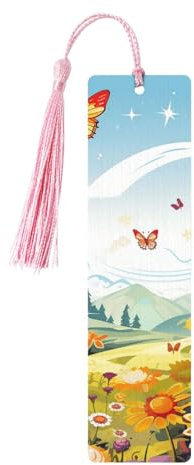Sun Butterflies Dragonfly Flowers Wooden Bookmark 5pcs for Book Lovers,DIY Wood Craft Bookmarks with Colorful Tassels Wooden Gift Tags Labels OrnamentsUnusual Gift for Men Women