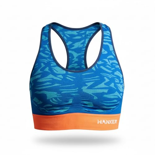 HANKER Top Deportivo Mujer de Alto Soporte sin Costuras Espalda Cruzada | 85% poliéster Soft Air Plus, 10% elastano, 5% poliamida, espalda cruzada, sin aro, para deporte