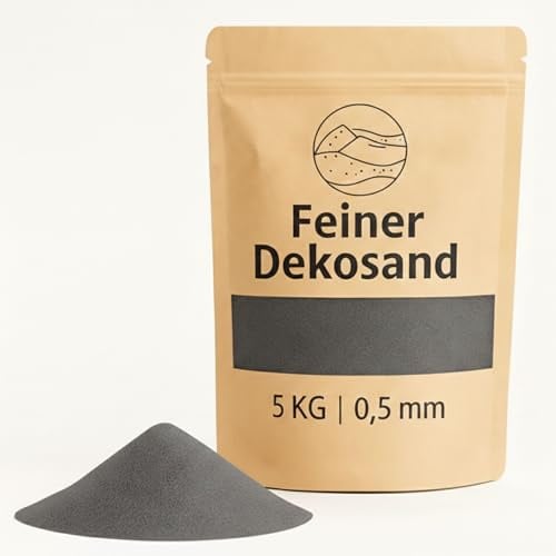 Deko-Sand anthrazit als farbige Streudeko - 5 kg kleine Deko-Steine Ø 0,5 mm für Gläser, Vasen