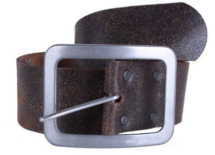 JACK & JONES Gürtel Echtleder Jeansgürtel (75 cm, Schwarz Used)