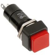 Einbau-Druckschalter PBS-12A, quadratisch, Ein/Aus, rot