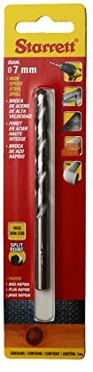 Starrett Split Point Drill Bits - HSS High Speed Steel 7x109mm KBAR070 Twist Drill Bit - For Steel Cast Iron Wood Soft Materials Iron