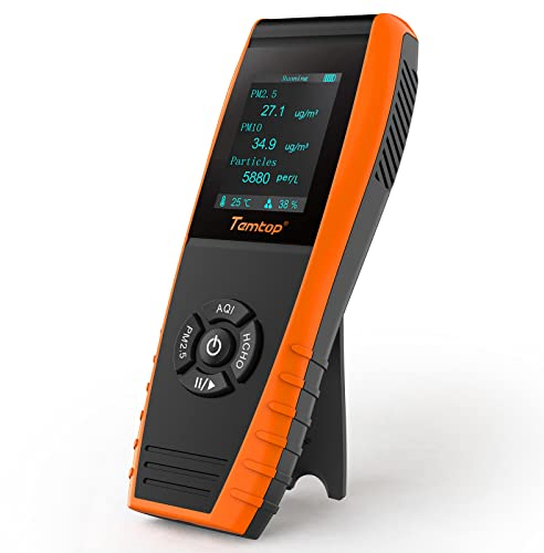 Temtop Air Quality Monitor Professional PM2.5 PM10 Particle Counter Formaldehyde Temperature and Humidity TVOC AQI Tester Indoor Outdoor Air Pollution Detector ,LKC1000S+