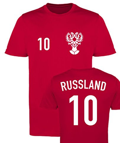 WM EM Trikot - Russland 10 - Herren T-Shirt - Rot/Weiss Gr. L
