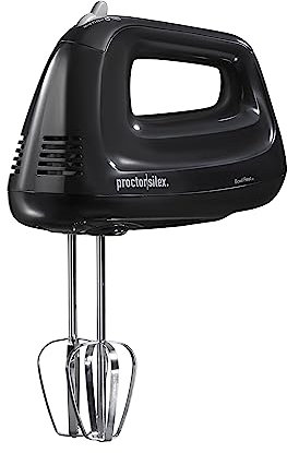 Proctor Silex Easy Mix 62511 5-Speed Electric Hand Mixer with Bowl Rest, Compact and Lightweight, 215W Peak Power, Black