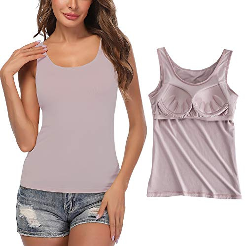 STARBILD Canotte da Donna con Reggiseno a Mensola Incorporato Cinghia Ampia Canottiera Senza Maniche Canotta Imbottita di Base per Un Abbigliamento Casual Quotidiano