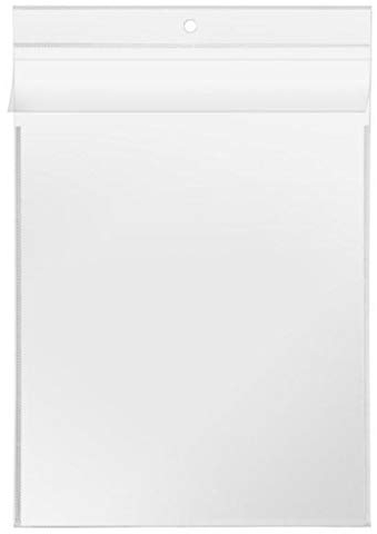 100x A4 Sichttasche, Aushangtasche, Aufhängehülle, Aufhängetasche, Sichthülle mit Überfallklappe oben, Lochung oben in der Mitte, Material PP,glasklar, Stärke 145my, recycelbar