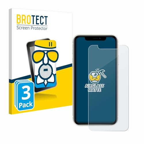 brotect Anti-Glare Glass Screen Protector Matte compatible with Apple iPhone 11 (3 Pack) - Anti-Scratch 9H Protection Film