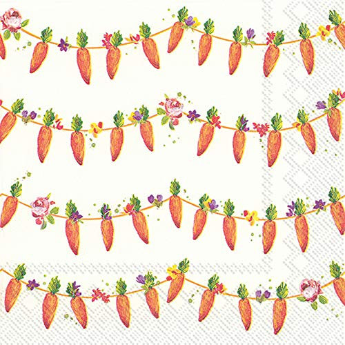 Boston International L848200 IHR 3-Ply Lunch Paper Napkins, Carrots Garland