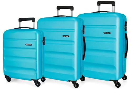 ROLL ROAD Flex, Set Valigie 55 65 75cm Unisex Adulto, Blu (Blue), 75 cms