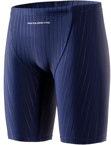 MY KILOMETRE Boy's Jammer Swimsuit Kids Trainning Swim Shorts with Drawstring Endurance Swimming Trunks Pure-Blue XL